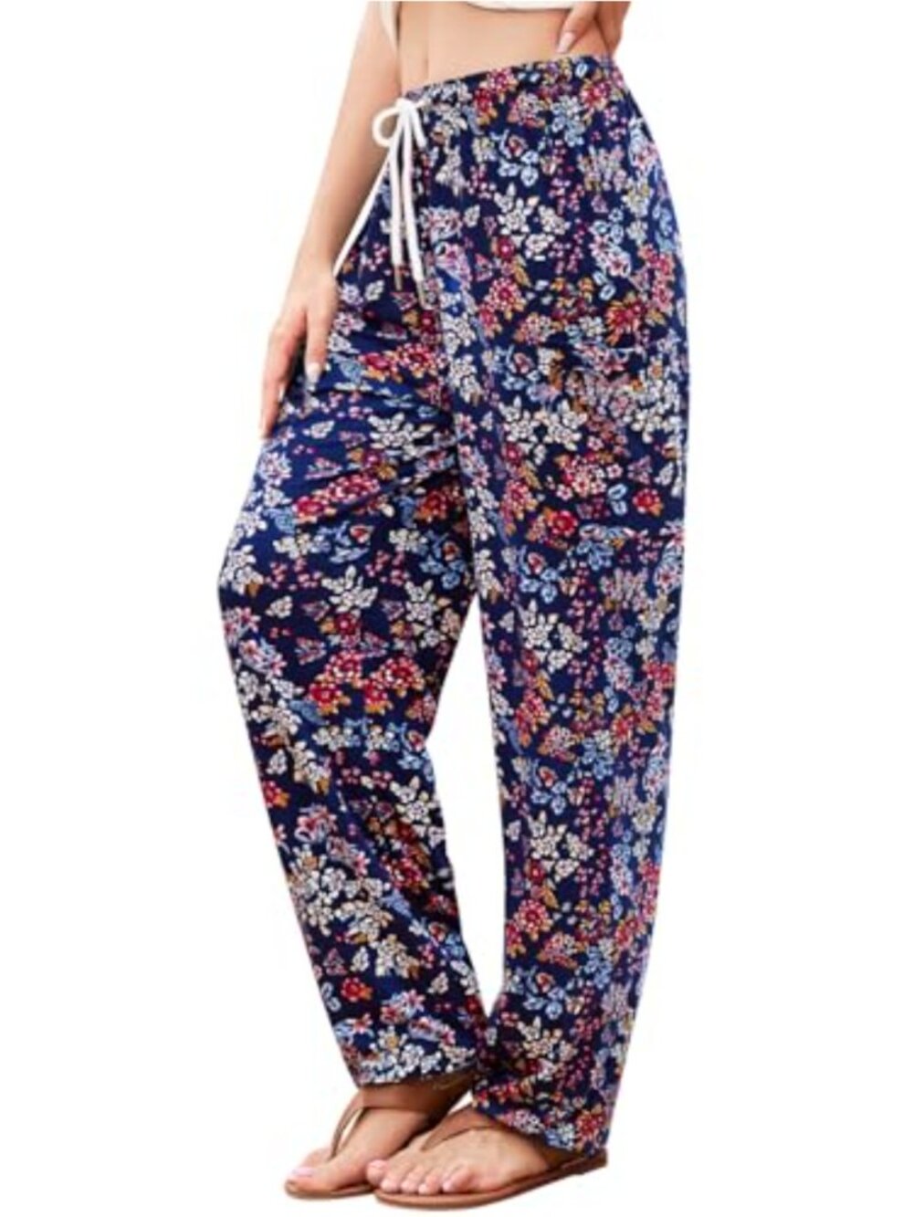 Women's Harem Pants Boho Yoga Palazzo Pockets Elastic Waist Ankle